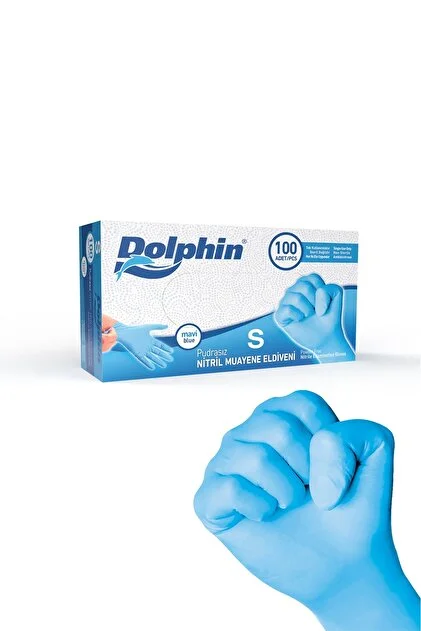 Dolphin Powder Free Blue Nitrile Gloves Small Size 20pc