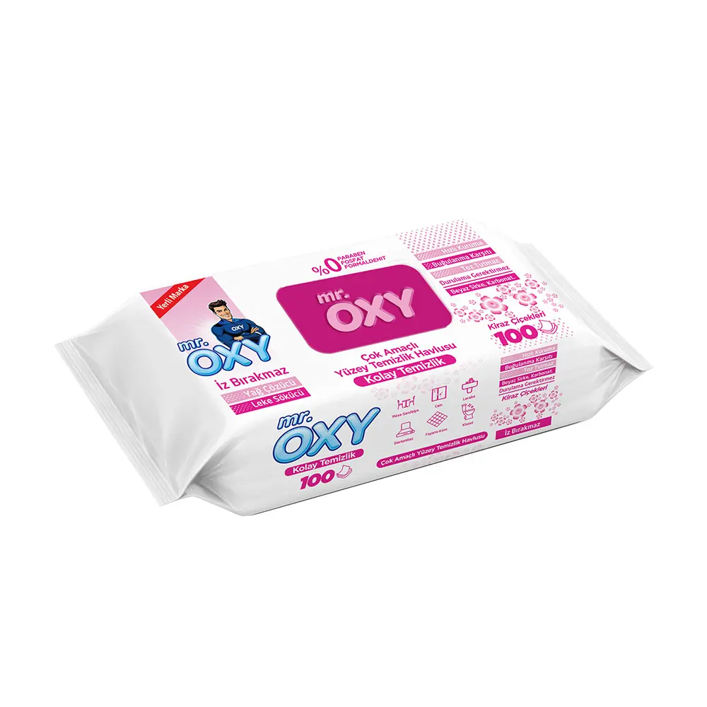 [23879] Mr Oxy wet wipes Easy Clean 100 pieces (Cherry Blossoms) Glossy * 12
